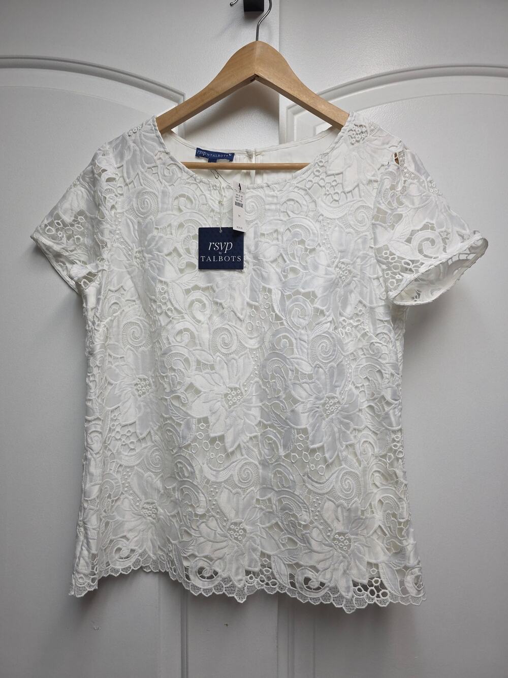 Talbots White Floral Lace Top Womens Size Medium BNWT